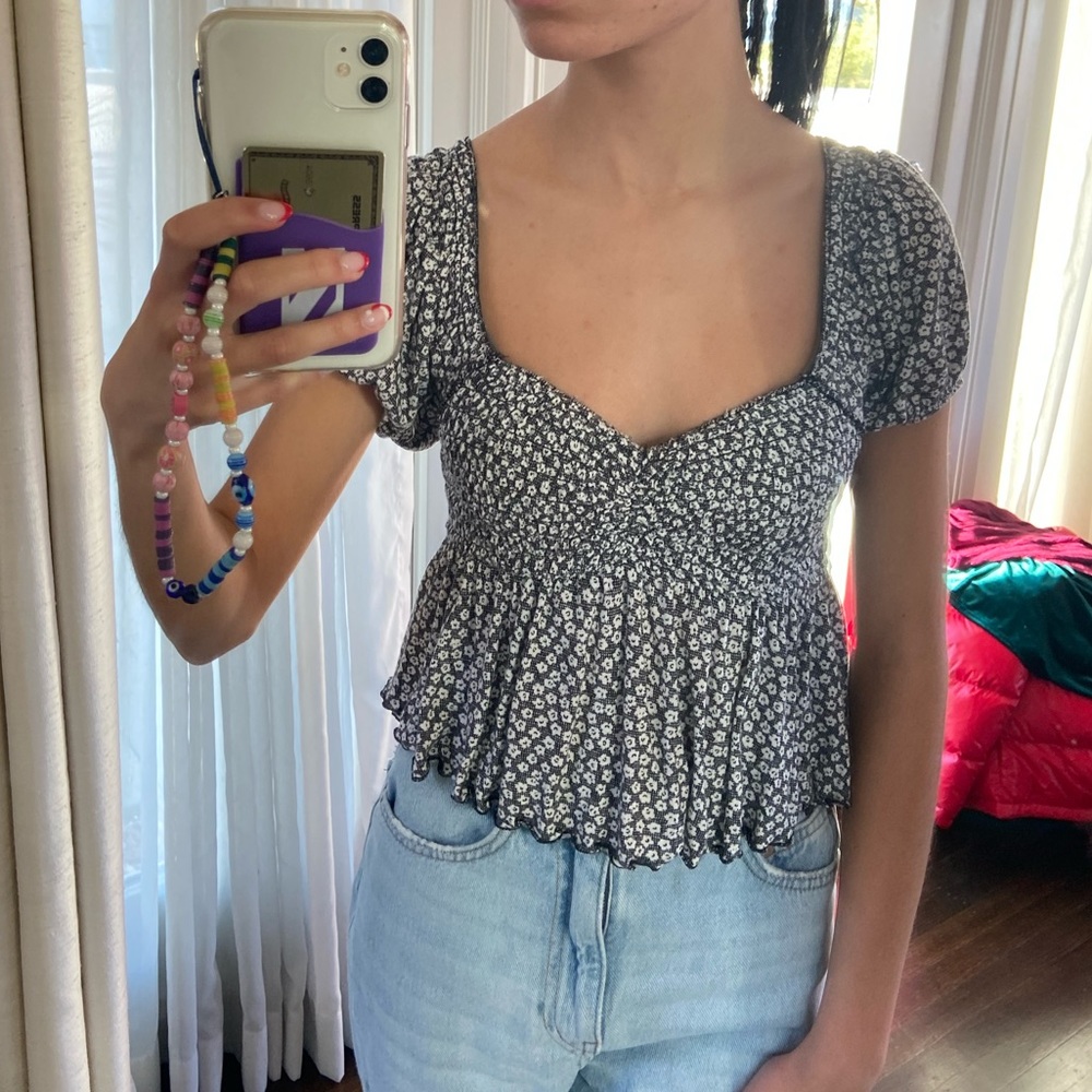 Urban Outfitters floral blouse crop top